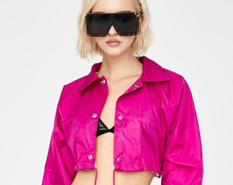 cerise pink cropped jacket