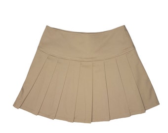 khaki pleated skirt / mini pleated skirt / pleated mini skirt / khaki skirt / tan skirt