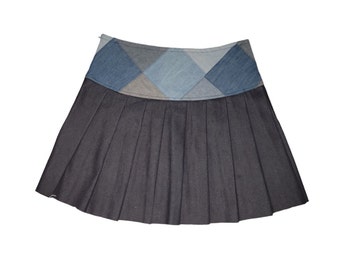 Denim pleated skirt / denim skirt / pleated skirt / skirt pleated / jean pleated skirt / jean skirt / patchwork skirt / pleated denim skirt