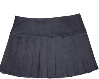 denim pleated skirt / mini pleated skirt / pleated mini skirt / denim skirt / jean skirt / jean pleated skirt