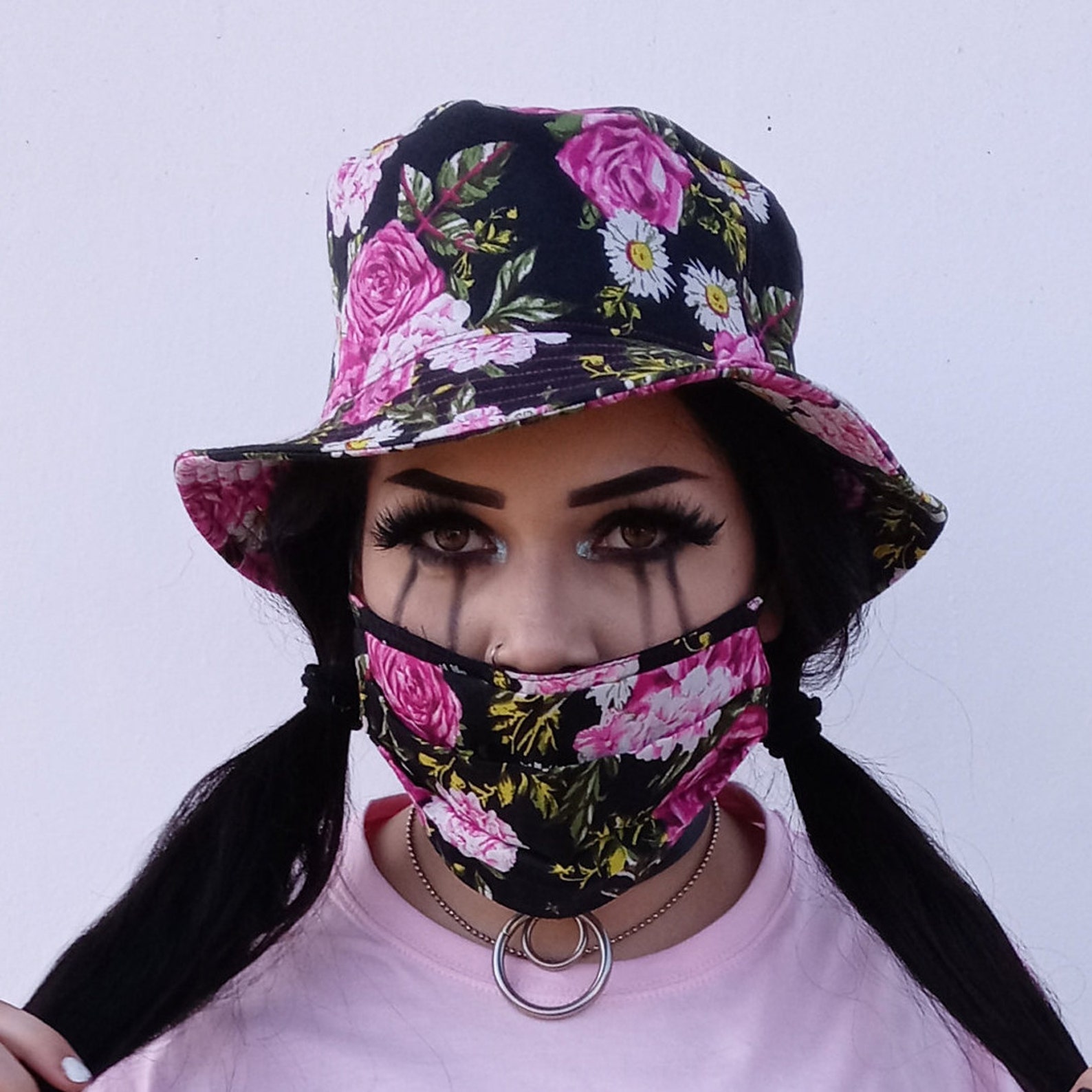 Floral Bucket Hat Flower Bucket Hat Bucket Hat With Flowers Etsy