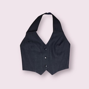 denim vest / jean vest / vest denim / vest jean/ denim jean vest / jean denim vest / halter vest / vest halter denim jean vest / rojas