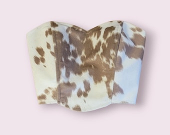 Cow Print Corset: Faux Fur Cowgirl Top