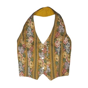 floral tapestry vest / tapestry vest / floral tapestry vest / floral halter / flower vest / floral vest image 1
