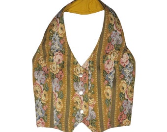 floral tapestry vest / tapestry vest / floral tapestry vest / floral halter / flower vest / floral vest