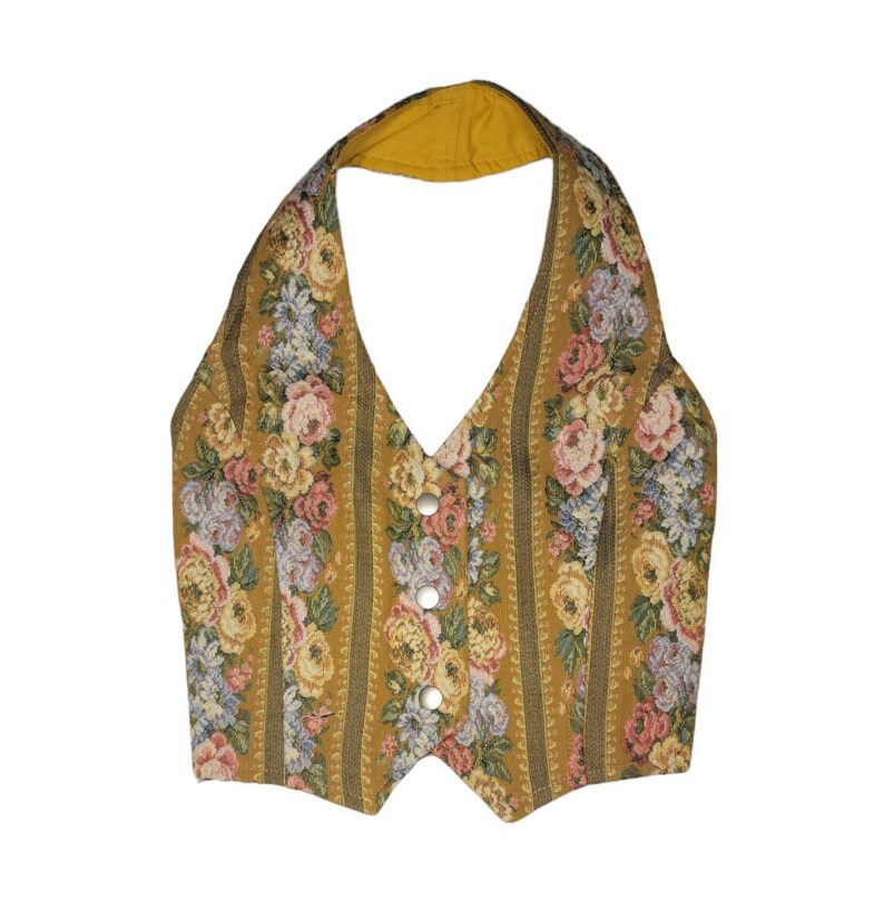 floral tapestry vest / tapestry vest / floral tapestry vest / floral halter / flower vest / floral vest image 1