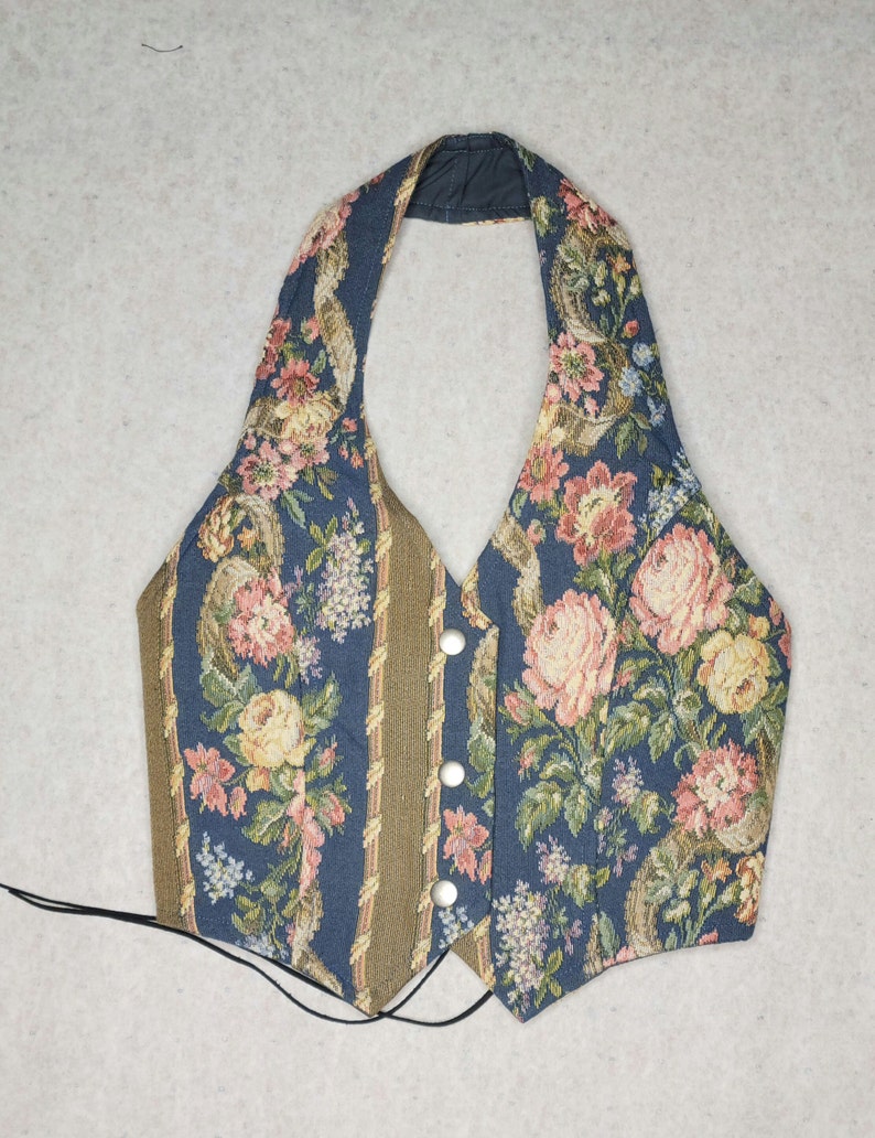 floral vest / tapestry vest / floral tapestry vest / floral halter / flower vest / halter vest / vest / vest halter image 1