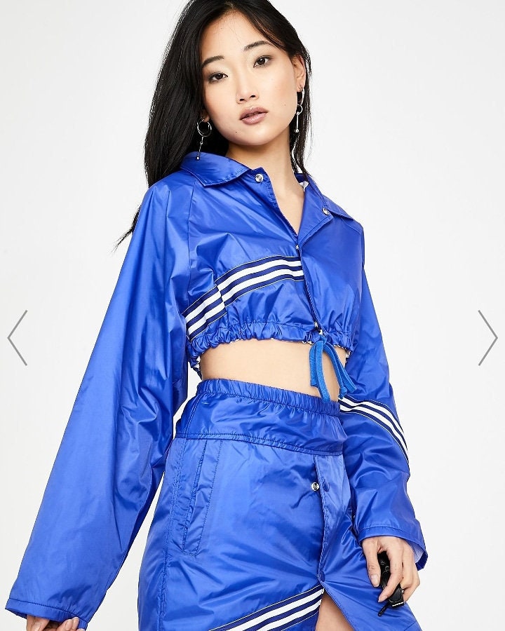 blue crop windbreaker