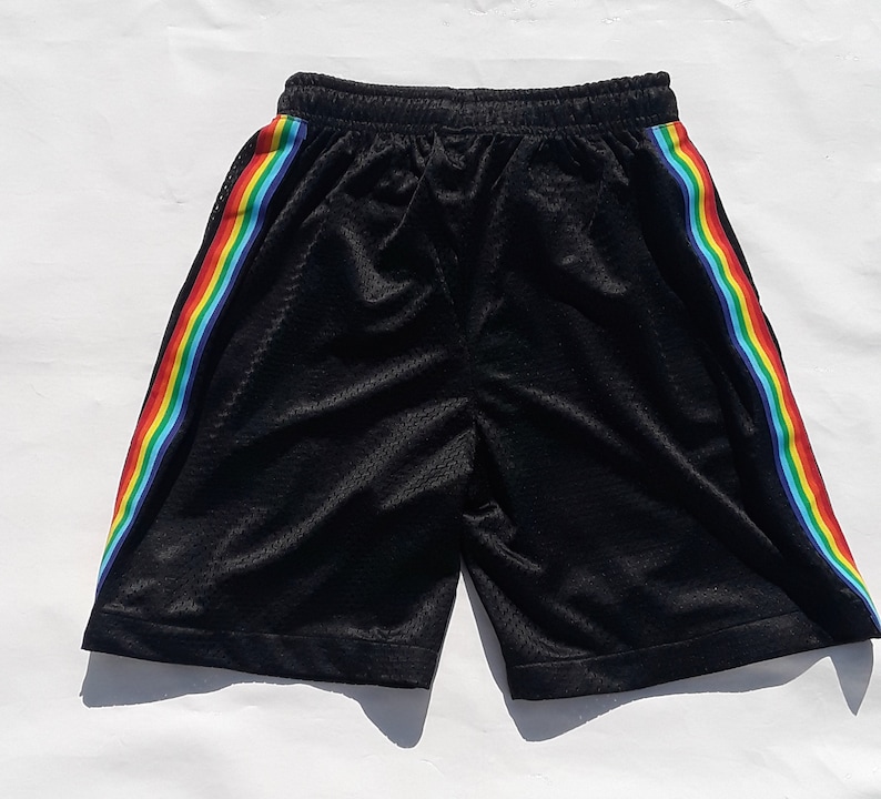 Pride Shorts Rainbow Stripe Shorts Gay Pride Shorts Gay Mesh Etsy