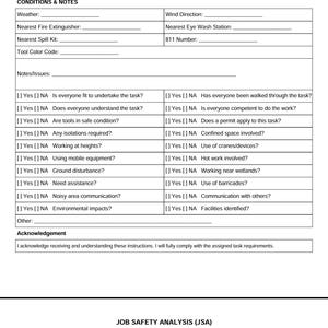 Job Safety Analysis JSA (PDF)