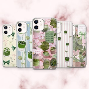 Matcha Handyhülle Green Tea Drink Latte für iPhone 16, 15, 14, 13, 12, 11, Samsung S25, S24, A16, A56 Pixel 9A, 9Pro XL, 8A, 7A