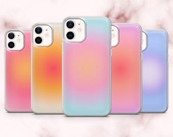 Funda para teléfono con degradado iridiscente Aura para iPhone 16, 15, 14, 13, 12, 11, Samsung S25, S24, A16, A56, Pixel 9A, 9Pro XL, 8A