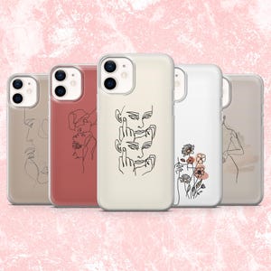 One Line Phone Case Minimal Line Art Cover for iPhone 16, 15, 14, 13, 12, 11 Samsung S25, S24F, S23, A16, A56 Pixel 9A, 9Pro XL, 8A, 8Pro 7A