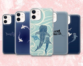 Shark Phone Case Whale Shark Ocean Themed Cover for iPhone 16, 15, 14, 13, 12, 11 Samsung S25, S24, A16, A56 Pixel 9A, 9Pro XL, 8A, 8Pro
