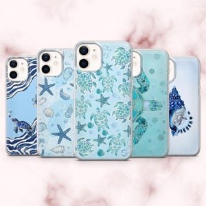 Blue Ocean Phone Case Turtle Sea Themed Cover for iPhone 16, 15, 14, 13, 12, 11 Samsung S25, S24, A16, A56 Pixel 9A, 9Pro XL, 8A 8Pro