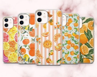 Funda naranja para teléfono con diseño de pomelo y cítricos para iPhone 16, 15, 14, 13, 12, 11, Samsung S25, S24, A16, A56, Pixel 9A, 9Pro XL, 8A, 7A