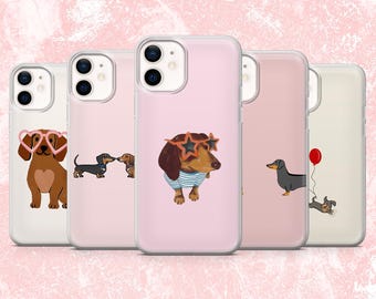 Funda para teléfono con diseño de perro salchicha para iPhone 16, 15, 14, 13, 12, 11, Samsung S25, S24F, S23, A16, A56, Pixel 9A, 9Pro XL, 8A, 8Pro