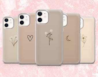 Beige Phone Case Brown Minimal Neutral Cover for iPhone 16, 15, 14, 13, 12, 11 Samsung S25, S24, S23, A16, A56 Pixel 9A, 9Pro XL, 8A, 8Pro