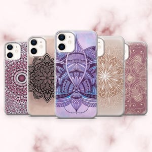 Mandala Phone Case Boho Lotus Spiritual Cover for iPhone 16, 15, 14, 13, 12, 11 Samsung S25, S24, A16, A56 Pixel 9A, 9Pro XL, 8A, 7A