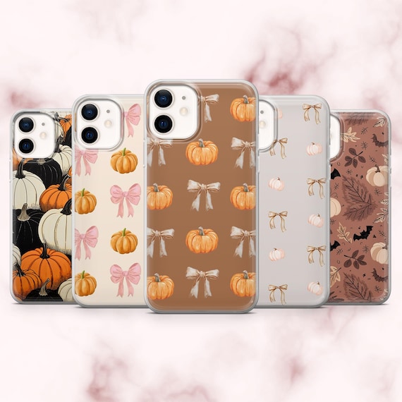 Pumpkin Phone Case Autumn Fall Pumpkin Bow Cover for iPhone 17, 16, 15, 14, 13, 12, 11 Samsung S25, S24, A16, A56 Pixel 10 Pro XL, 9A, 8A 7A
