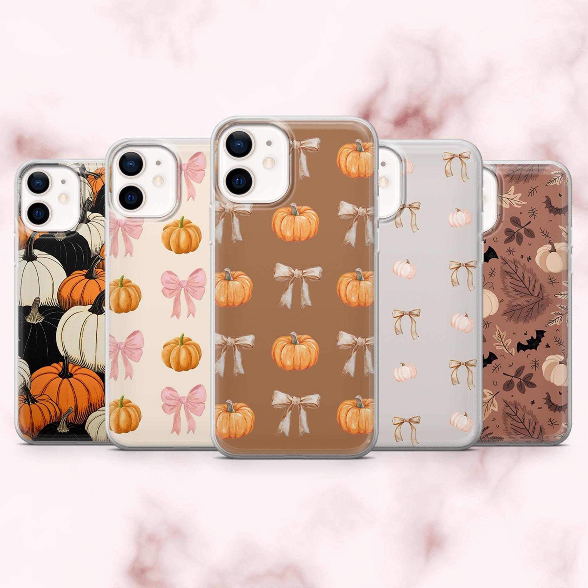 Coque IPhone 15 Motif Automne Citrouilles Et Fleurs - TPU Transparent, Protection Antichoc - Design Mignon Et Esthétique Pour Fille
