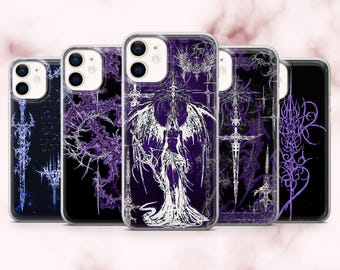 Goth Lila Telefonskal Gothic Sigilism Emo Fodral för iPhone 16, 15, 14, 13, 12, 11 Samsung S25, S24, A16, A56 Pixel 9A, 9Pro XL, 8A, 7A