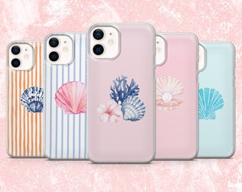 Seashell Phone Case Beachy Coastal Cover for iPhone 16, 15, 14, 13, 12, 11 Samsung S25, S24F, S23, A16, A56 Pixel 9A, 9Pro XL, 8A, 8Pro, 7A