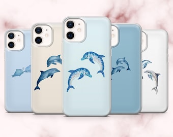 Dolphin Phone Case Aquatic Ocean Themed Cover for iPhone 16, 15, 14, 13, 12, 11 Samsung S25, S24, A16, A56 Pixel 9A, 9Pro XL, 8A 8Pro