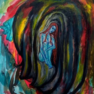 Original Fine Art by TRACEY- &quot;The Thought&quot; OOAK Contemporary/Surreal-Surrealist-Surrealism/Fantasy/ Nude/Figurative Acrylic Painting NEW