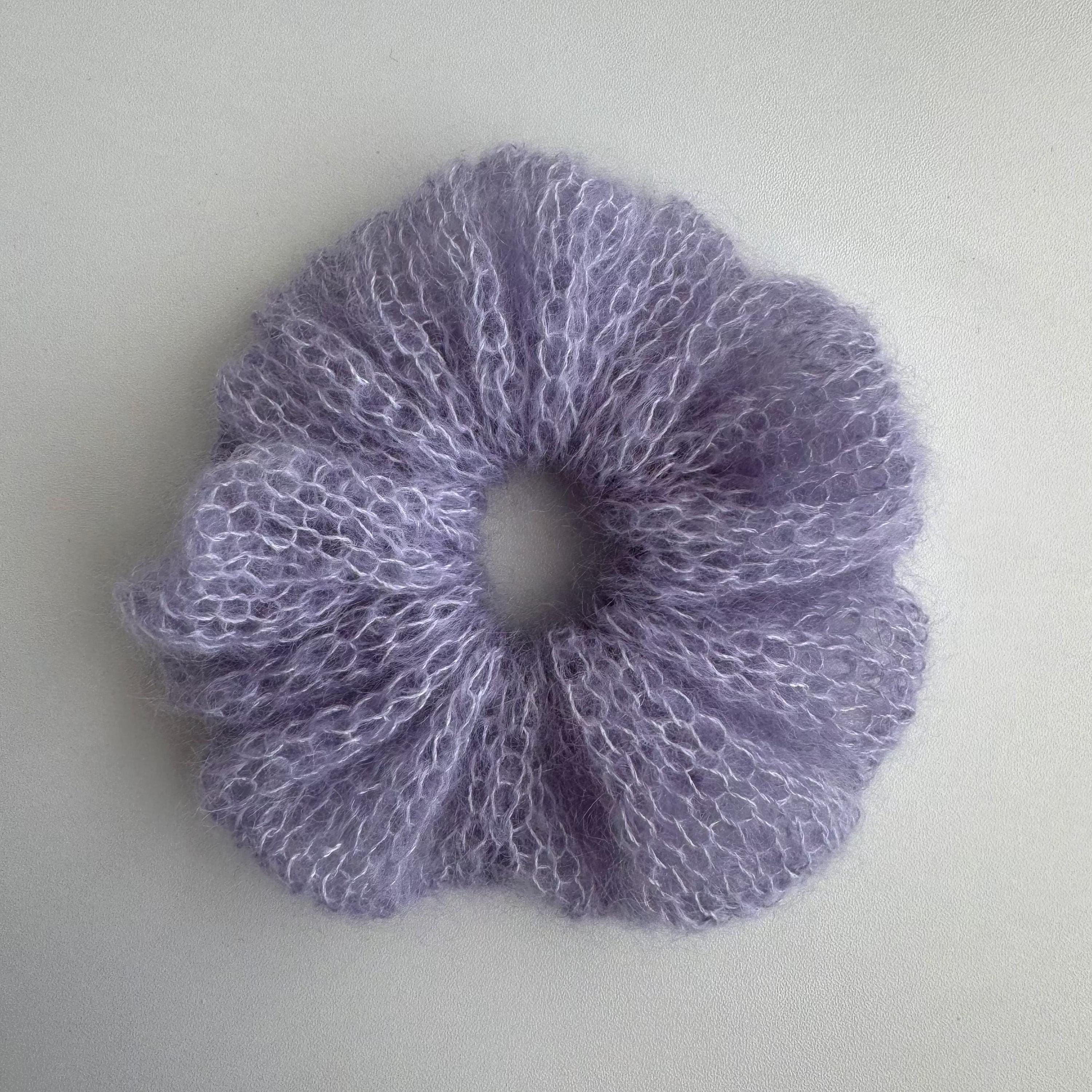 Handmade Silk Mohair Scrunchie: Knitted Soft Hair Gift Luxury Accessory