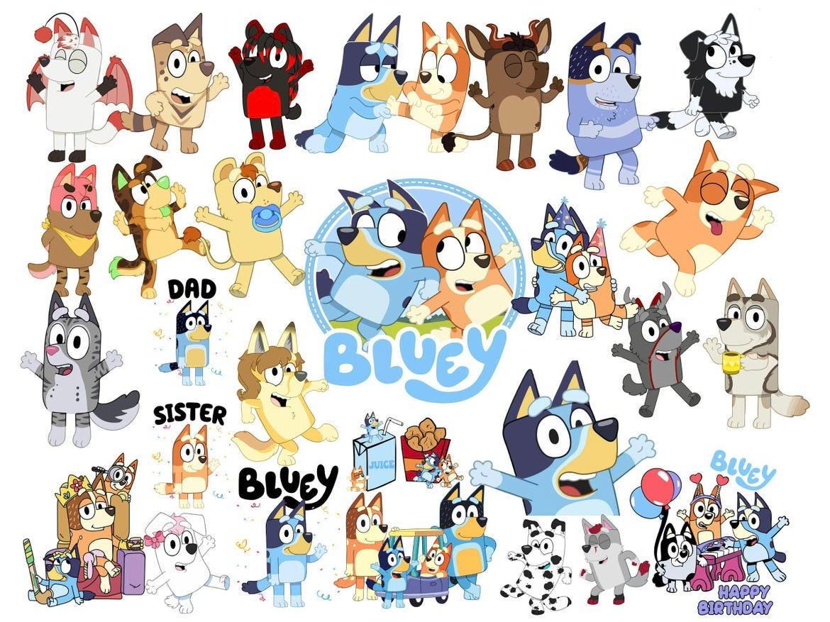 Blue Dog Svg Bundle, Blue Dog Family, Blue Dog Birthday Png, Blue Dog Friends Bundle Png, Blue Dog Print Digital Download
