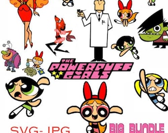 powerpuff Girls SVG and PNG Bundle | Cute Cartoon Clipart for Cricut & Sublimation | Digital Download Pack