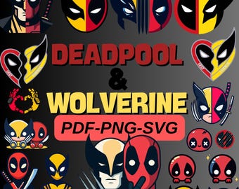 Deadpool and Wolverine Svg Bundle | Wolverine cut file Svg, Wolverine Svg, Clipart Superhero Cut File, Cricut, Silhouette | Digital Download