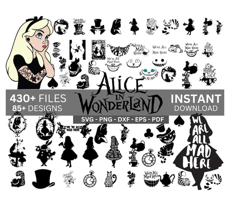 Alice in Wonderland SVG Bundle: Princess Clipart, Cut File - Etsy