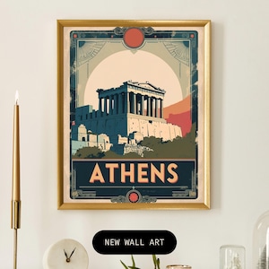 Vintage Athens Travel Wall Poster Art - Digital Download - Printable Decor