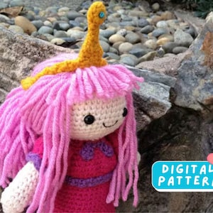Adventure Time Princess Bubblegum Crochet Amigurumi Pattern, Amigurumi Crochet Doll Pattern, Princess Doll Crochet Amigurumi, Cartoon Gift