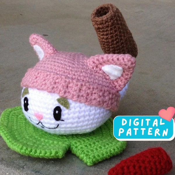 Cattail Plant Crochet Pattern, Cat Amigurumi, Unique Cat Crochet, Amigurumi Crochet Plushie Pattern, Cat Pattern, How to Crochet Pattern