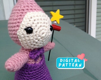 S'il vous plaît, professeur Miruru AI Doll Amigurumi, motif au crochet, poupée princesse avec baguette Amigurumi, cadeau anime, vaisseau spatial AI, peluche pour poupée au crochet