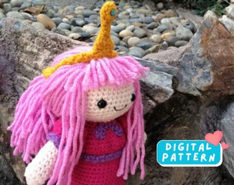 Adventure Time Princess Bubblegum Crochet Amigurumi Pattern, Amigurumi Crochet Doll Pattern, Princess Doll Crochet Amigurumi, Cartoon Gift