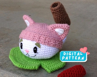 Cattail Plant Crochet Pattern, Cat Amigurumi, Unique Cat Crochet, Amigurumi Crochet Plushie Pattern, Cat Pattern, How to Crochet Pattern