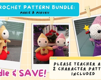 2 PATTERN BUNDLE: Anime Please Teacher Marie and Miruru Crochet Amigurumi Dolls, AI Crochet Robot, Anime Cartoon Gift, Crochet Sprite