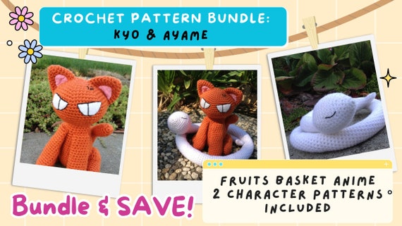 2 PATTERN BUNDLE: Fruits Basket Crochet Bundle, Kyo Cat and Ayame Snake Amigurumi Bundle, Zodiac Sohma Animals Crochet Amigurumi, Anime Gift