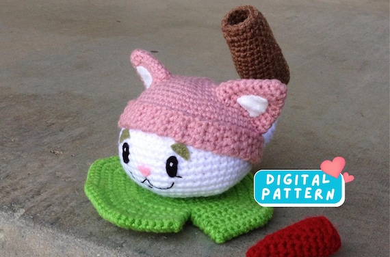 Cattail Plant Crochet Pattern, Cat Amigurumi, Unique Cat Crochet