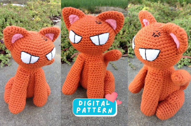 Panier de fruits Kyo Cat PDF Patron au crochet Amigurumi, crochet animaux du zodiaque, tutoriel de crochet étape par étape chat mignon Anime Amigurumi image 1