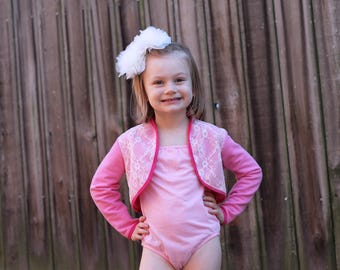 Pink Dance Jacket  with Lace Heart Detail for Girls
