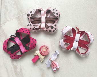 Lot of 5 Girls Clips - 3 Various Butterfly, Lollipop and Ballet Slippers