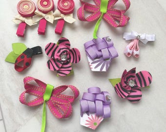 Lot of 11 Girls Clips - Cupcake, Dragonfly, Lollipop, Ladybug, Flower, Ballet Slippers