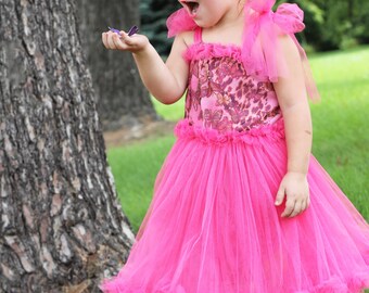 Pink Butterfly Tutu Dress for Girls Birthday Party Photo Shoot