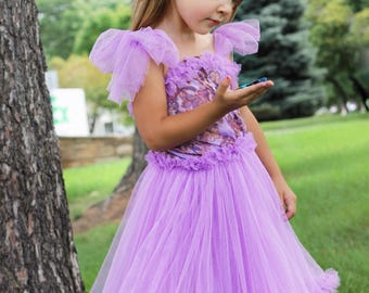 Lavender Butterfly Tulle Dress for Girls Birthday Party Photo Shoot
