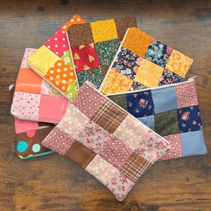 Patchwork Quilted Zipper Bag - Large